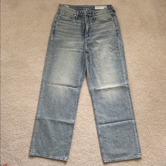 Rag & Bone Logan mid rise wide leg crystal embellished jeans - Picture 3 of 16